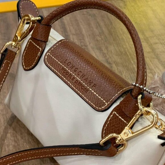 Longchamp Le Pliage XS Mini Tote Shoulder Bag White Handbag Outlet NewJP☁️ - Picture 3 of 6